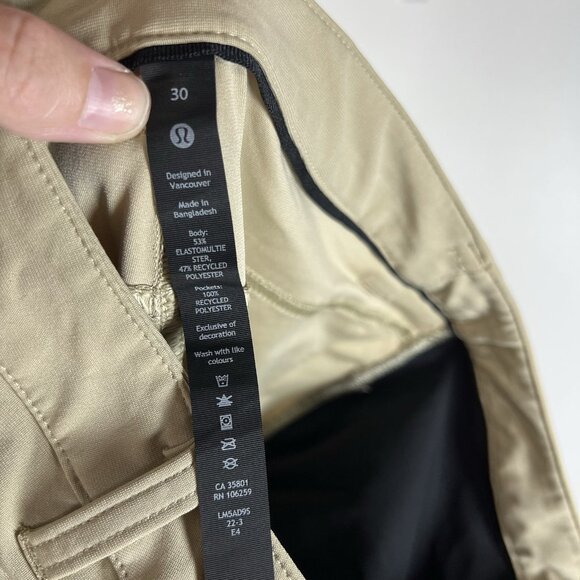 Lululemon Pants Size 30 Tan Warpstreme ABC Classic Fit Pant 30" Casual Work Wear - Picture 8 of 8
